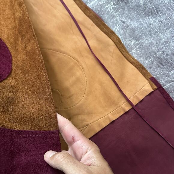 Women's Vintage 70's Santa Fe Leather Co Suede Handmade Vest Ponco Jacket Sz 10 - Picture 3 of 7
